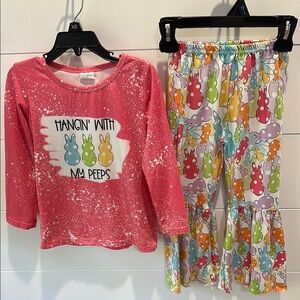 Kids Pajamas Set - Pink and Multicolor Bunny Design